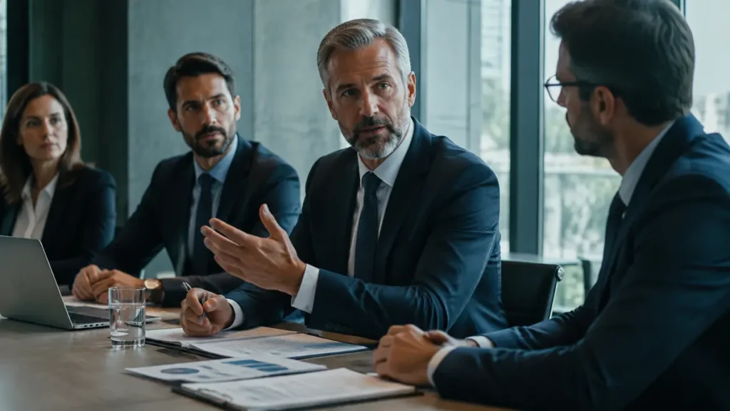 CFO conduz reunião de gestão financeira estratégica com a diretoria